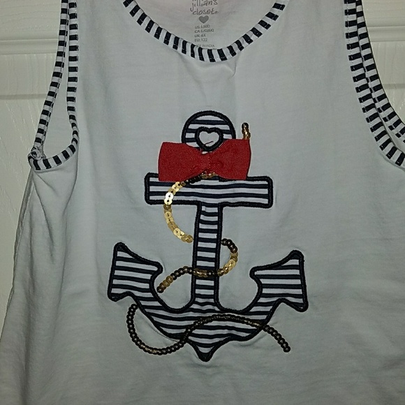 Girls size 6x anchor tank top bow nautical - Picture 2 of 2